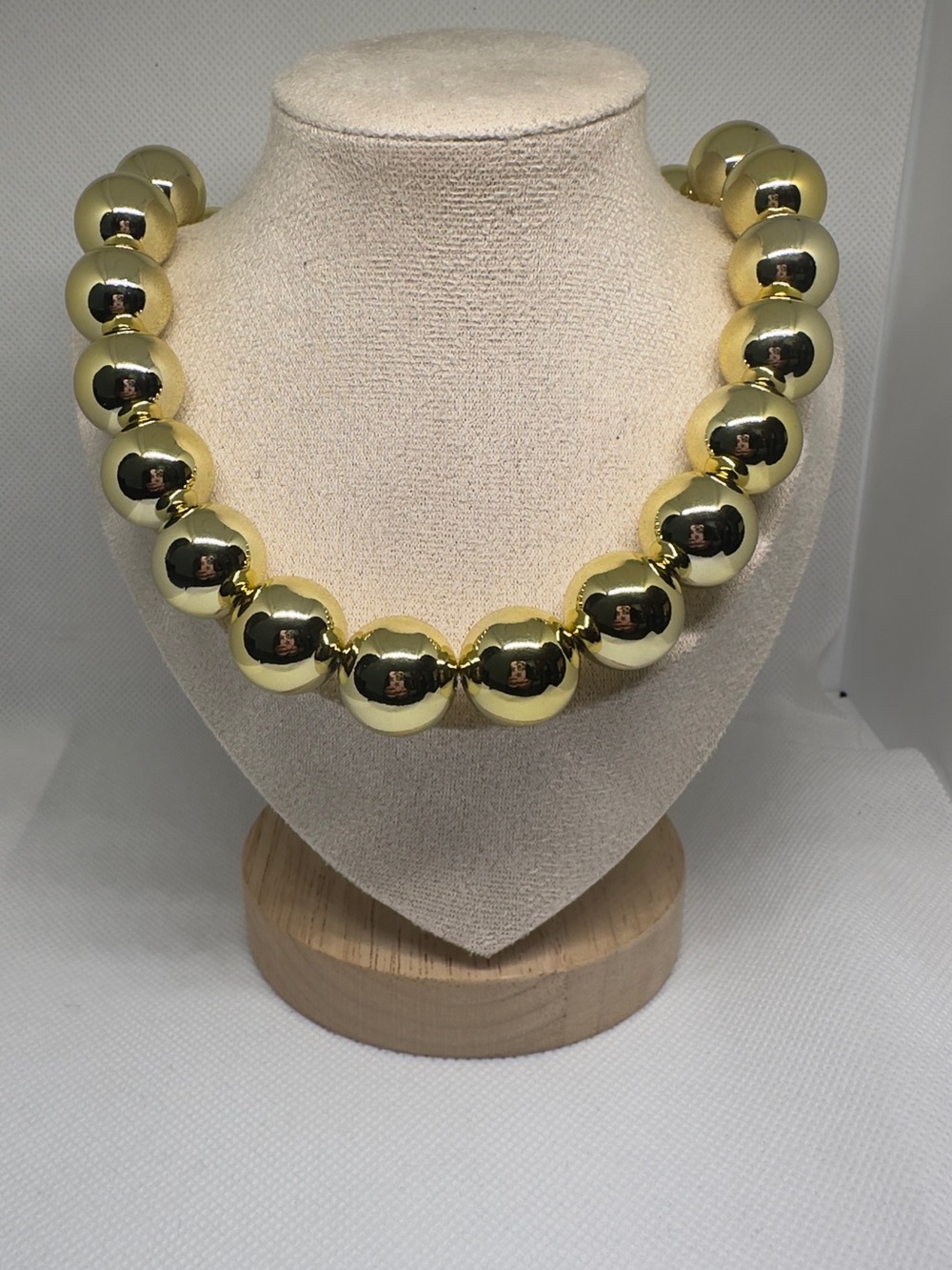 Polished Gold Bead Collar Necklace - Women Jewelry
